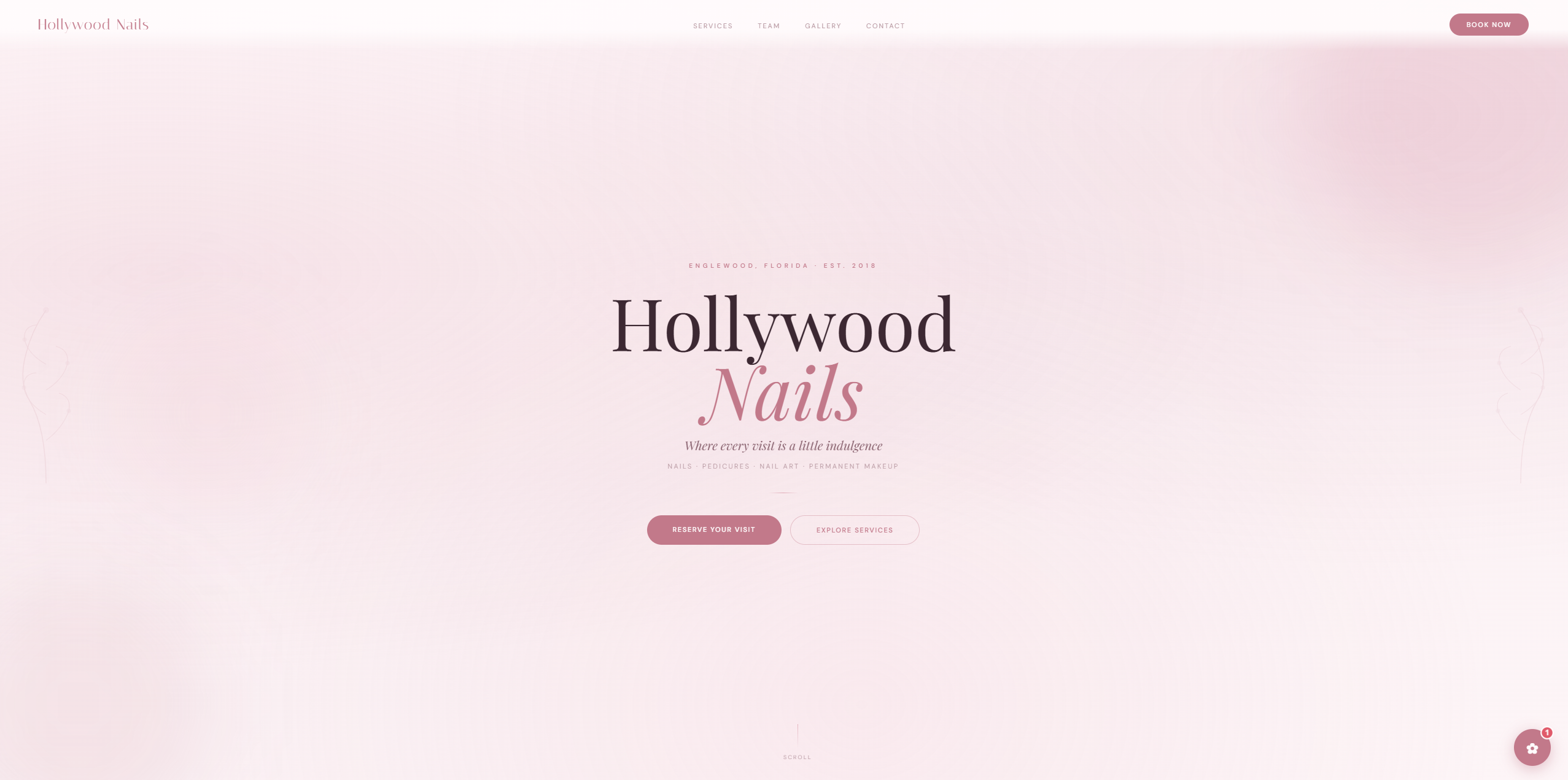 Hollywood Nails homepage — nail salon website design by Buildimus
